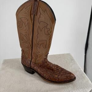 Dan Post boots mens 11 brown leather sea bass western cowboy rodeo vintage 90s